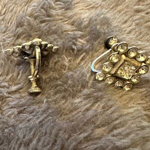 Cute square Rhinestone earrings. Stamped sterling on Screw back